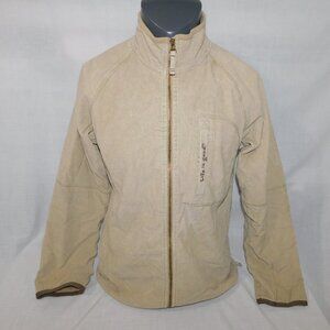 Life is Good Spellout Tan Fleece Lined Corduroy Full Zip Jacket  Mens M